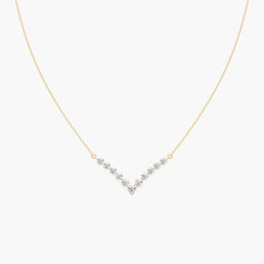 Round Diamond Deep V Inlay Chain Necklace