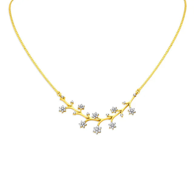 Floral Branch Pattern Diamond Necklace
