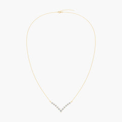 Round Diamond Deep V Inlay Chain Necklace