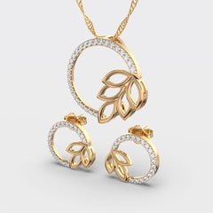 Alluring Autumn Diamond Pendant & Earring Set (Without Chain)