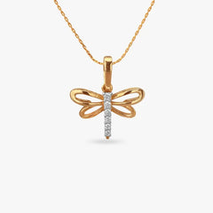 Dainty Wings Diamond Pendant and Earrings Set For Kids