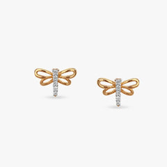Dainty Wings Diamond Pendant and Earrings Set For Kids